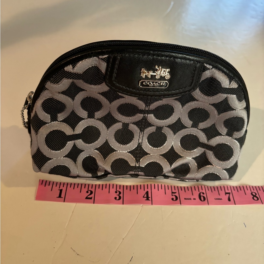 COACH Gunmetal Black/Black C Logo COSMETIC BAG NWOT - Picture 13 of 15